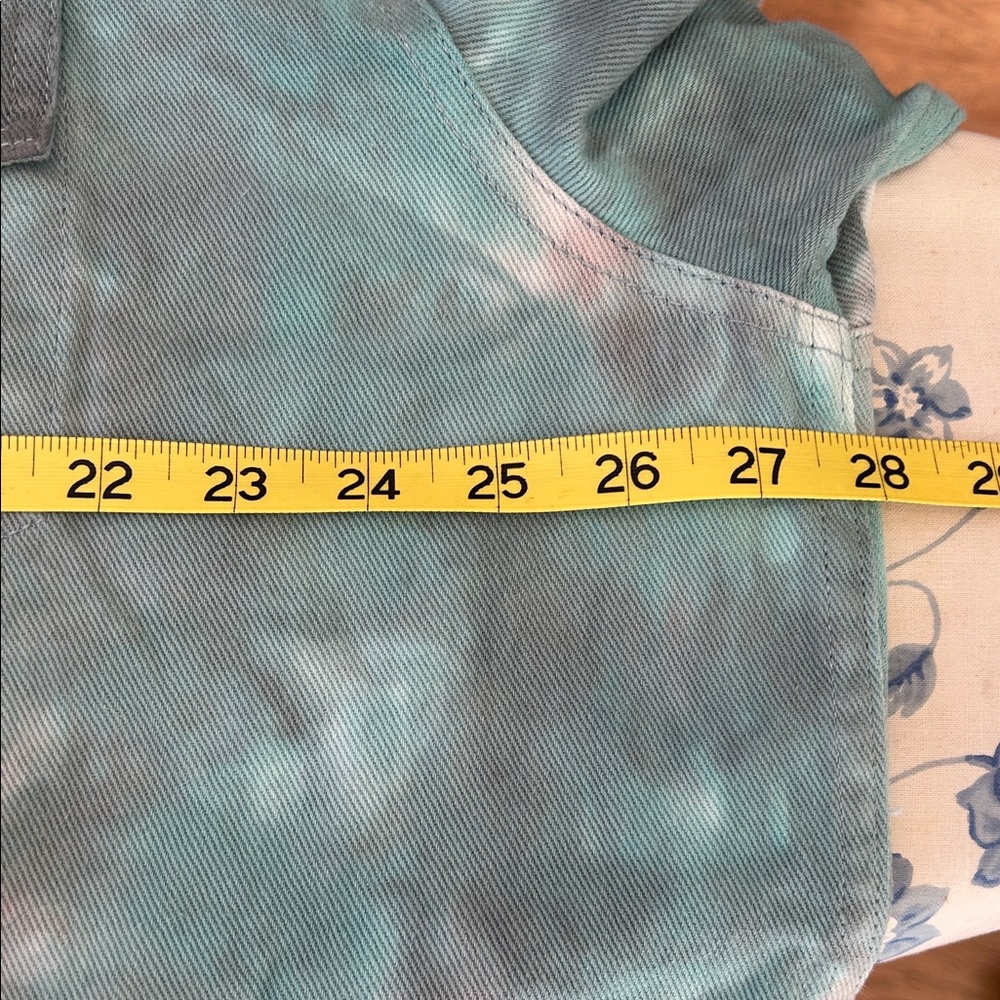 Oddy Teal Gray Tie‑Dye Distressed Denim Jacket Plus 2X/3X NWT - Picture 7 of 11